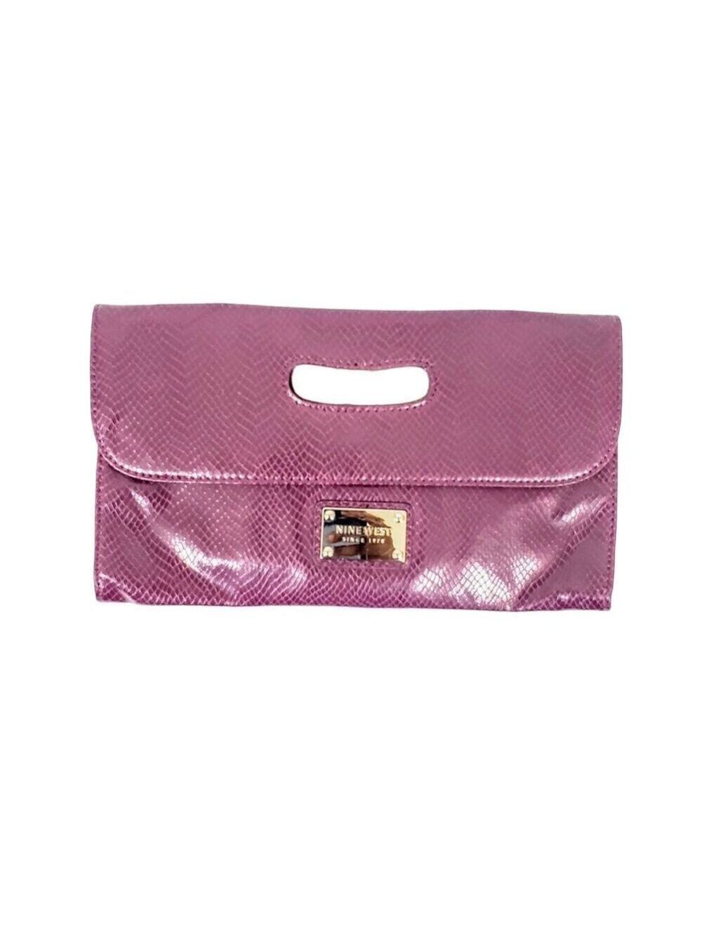 Nine West Purple SnakeskinFaux Leather Wrislet Clutch Bag